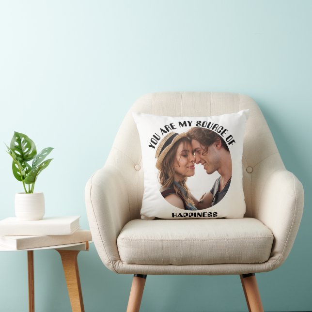 Personalised You Are My Source of Happiness Photo Cushion (Chair)