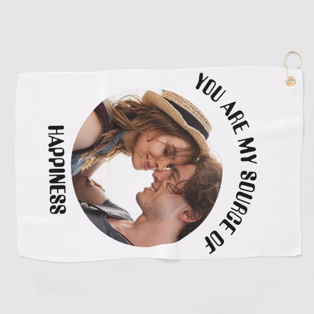 Personalised You Are My Source of Happiness Photo Golf Towel (Horizontal)