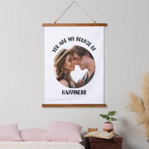 Personalised You Are My Source of Happiness Photo Hanging Tapestry