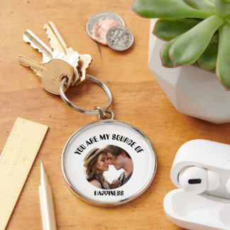 Personalised You Are My Source of Happiness Photo Key Ring