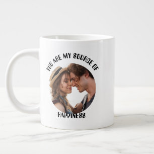 Personalised You Are My Source of Happiness Photo Large Coffee Mug