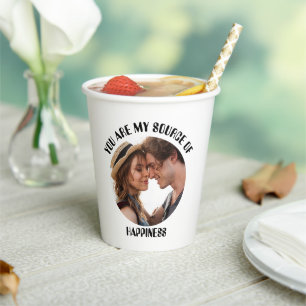 Personalised You Are My Source of Happiness Photo Paper Cups