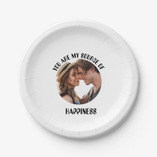 Personalised You Are My Source of Happiness Photo Paper Plate