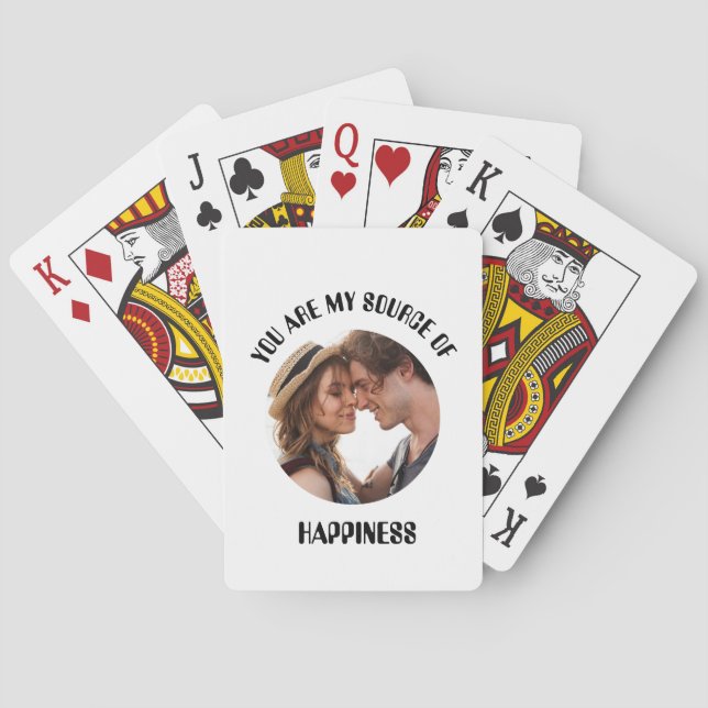 Personalised You Are My Source of Happiness Photo Playing Cards (Back)