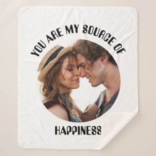 Personalised You Are My Source of Happiness Photo Sherpa Blanket