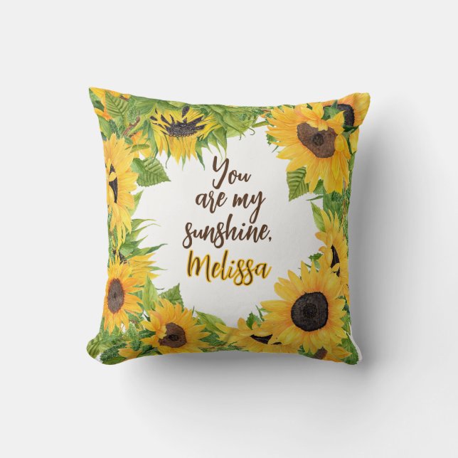 Personalised You are my Sunshine Sunflower Cushion (Front)