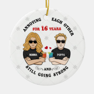 Personalised Young Couple Ornament, Annoying Each Ceramic Ornament