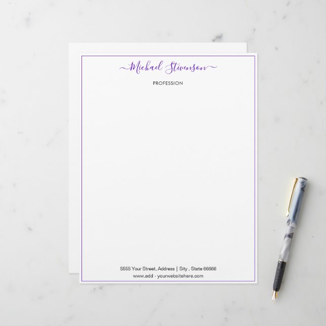 Personalised Your Address Name Info Letterhead (Front/Back In Situ)