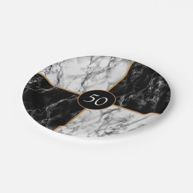 Personalised Your Birthday Paper Plates Marble (Angled)