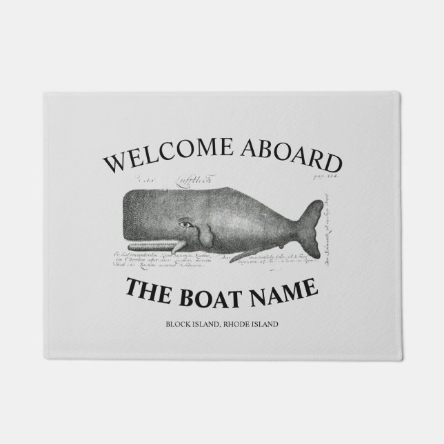 Personalised your boat name nautical whale custom doormat (Front)