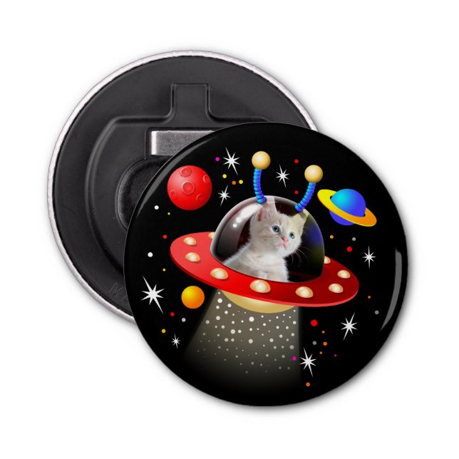 Personalised YOUR CAT Space Cat Kitten Sci-Fi Bottle Opener (Front)