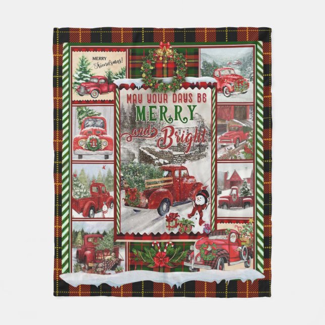 Personalised Your Day Merry And Bright, Christmas Fleece Blanket (Front)