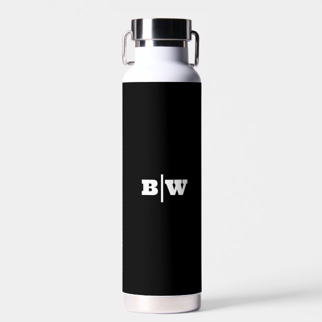 Personalised Your Initials Black Bold Wedding Water Bottle (Front)