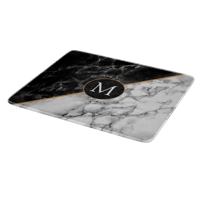 Personalised Your Letter Faux Marble Cutting Board (Corner)