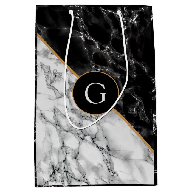 Personalised Your Letter Gift Bag Marble Design (Front)