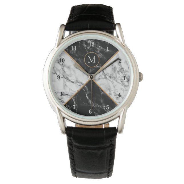 Personalised Your Letter Watch Gift Marble Design (Front)