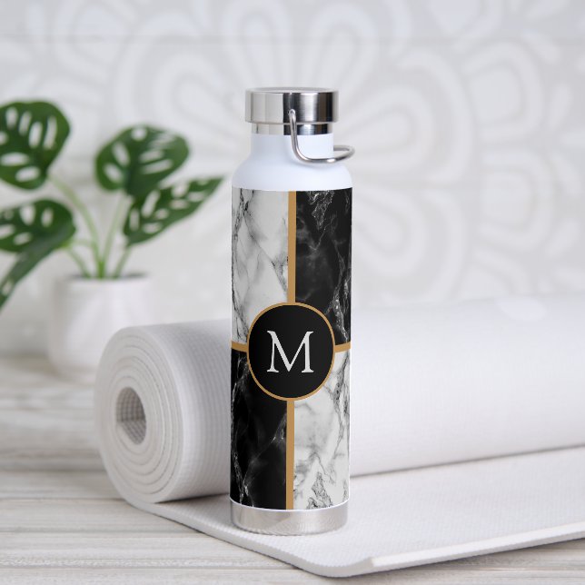 Personalised Your Letter Water Bottle Faux Marble (Yoga)