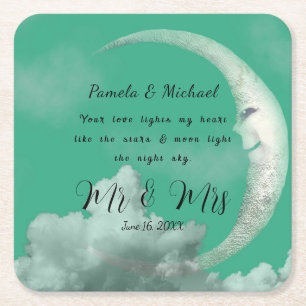 Personalised Your Love Lights MY Heart Square Paper Coaster