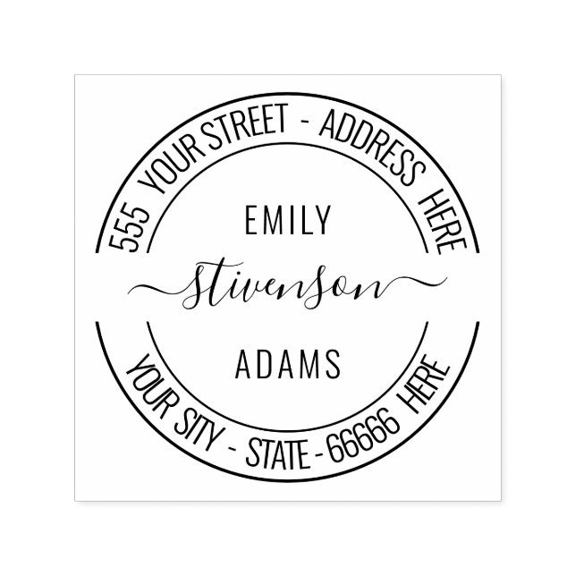 Personalised Your Name Address Modern Font Stamp (Design)