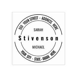 Personalised Your Name Address Round Rubber Stamp