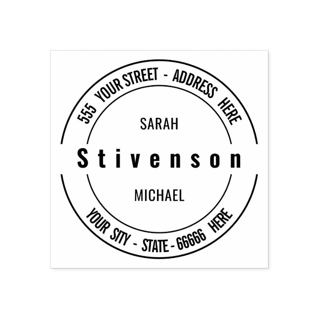 Personalised Your Name Address Round Rubber Stamp (Imprint)