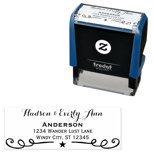 Personalised Your Name and Address Antlers Self-inking Stamp (In Situ)