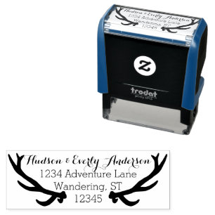 Personalised Your Name and Address Antlers Self-inking Stamp