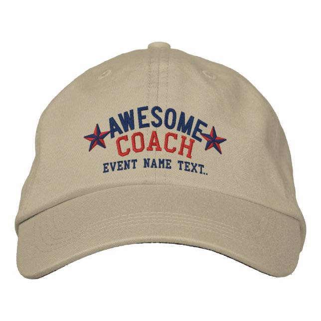 Personalised Your Name Awesome Coach Embroidery Embroidered Hat (Front)