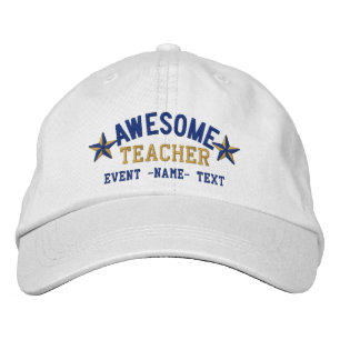Personalised Your Name Awesome Teacher Embroidery Embroidered Hat