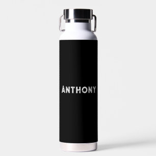 Personalised Your name Black Script Wedding Water Bottle