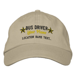 Personalised Your Name Bus Driver Stars Embroidery Embroidered Hat
