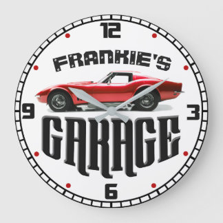 Personalised YOUR NAME Chevy Corvette Car Garage Large Clock