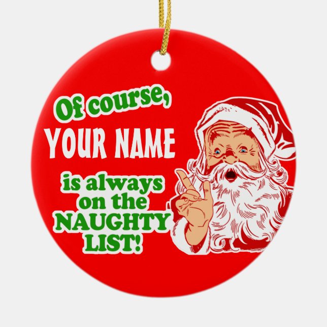 Personalised YOUR NAME Christmas Ceramic Tree Decoration (Front)