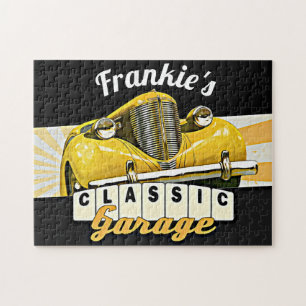 Personalised   Your Name   Classic Car Garage Jigsaw Puzzle
