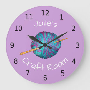 Personalised your name, craft room, crochet large clock