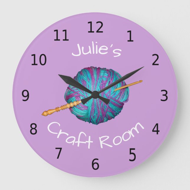 Personalised your name, craft room, crochet large clock (Front)