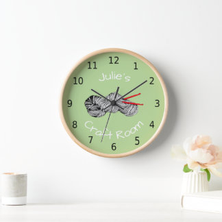 Personalised your name, craft room, crochet wall clock