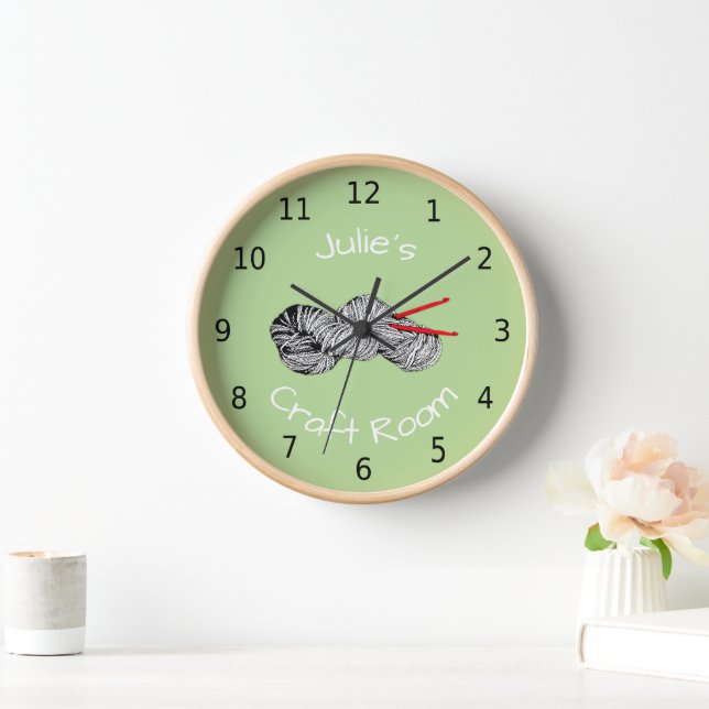 Personalised your name, craft room, crochet wall clock (Home)