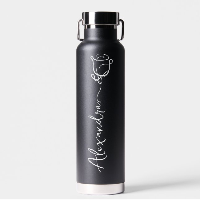 Personalised Your Name Elegant Floral Water Bottle (Front)