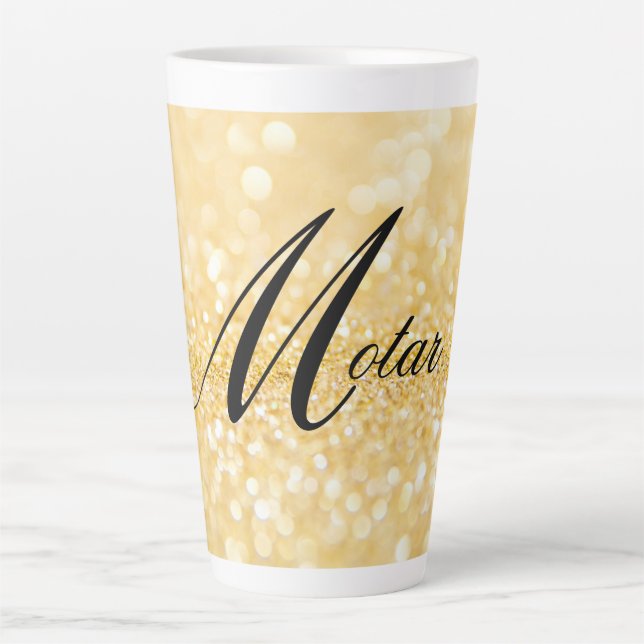 Personalised Your Name Golden style Latte Mug (Front)