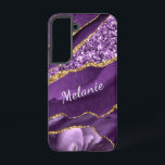 Personalised Your Name Purple Gold Glitter Marble Samsung Galaxy Case<br><div class="desc">Samsung Galaxy Cases or iPhone Cases with Agate Purple Violet Gold Glitter Geode Custom Name Sparkle Marble Personalised Birthday - Anniversary or Wedding Gift / Suppliest - Add Your Name - Text or Remove - Make Your Special Gift - Resize and move or remove and add text / elements with...</div>