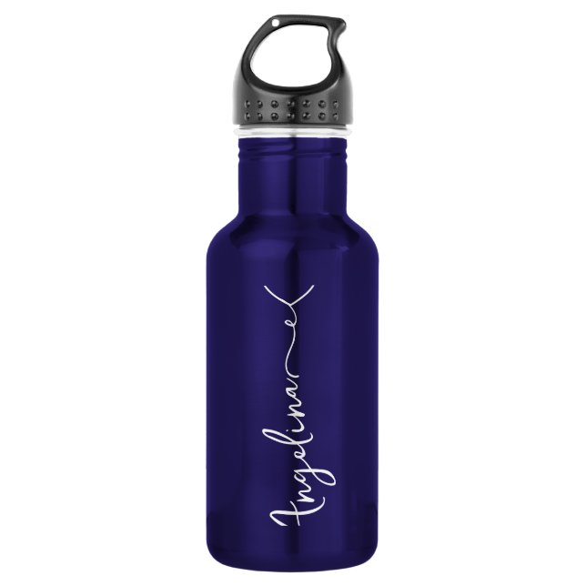 Personalised Your Name Script Blue Wedding 532 Ml Water Bottle (Front)