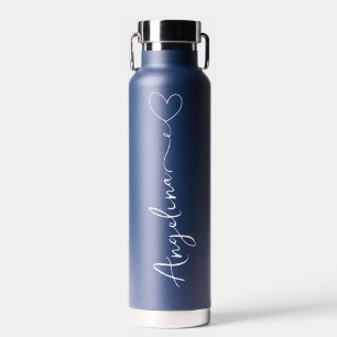 Personalised Your Name Script Blue Wedding Water Bottle