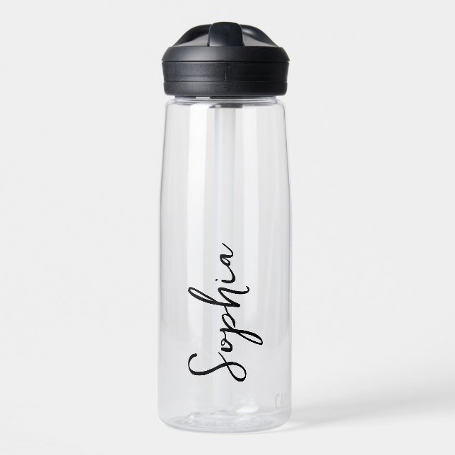 Personalised Your Name Script Clear Water Bottle (Front)
