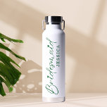 Personalised Your Name Script Green Bridesmaid Water Bottle<br><div class="desc">Add your name to this water bottle for a personalised wedding favour,  bridal party gift,  or everyday use!</div>