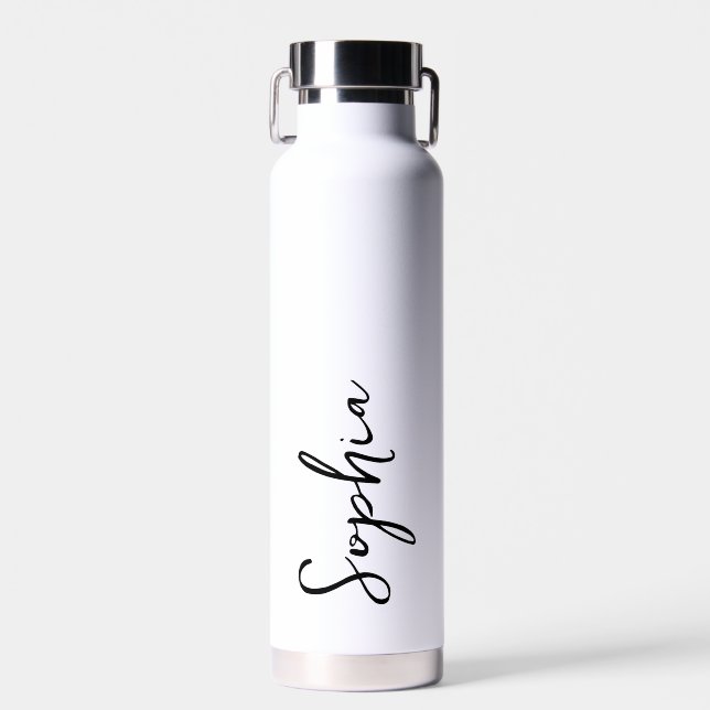 Personalised Your Name Script White Wedding  Water Bottle (Front)