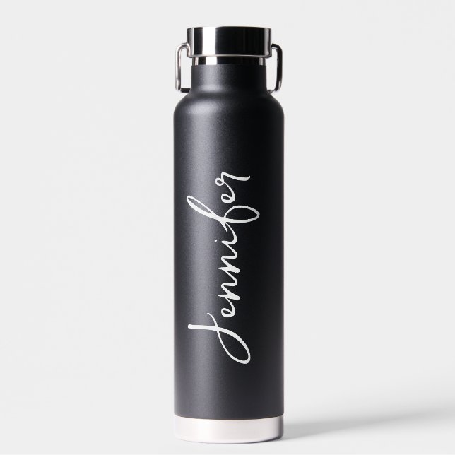 Personalised Your Name Wedding Gift Black Water Bottle (Front)