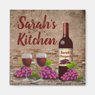 Personalised Your Name Wine Glasses Custom Magnet