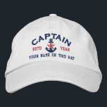 Personalised Your Name Year Captain Star Anchor Embroidered Hat<br><div class="desc">A Classic Star Anchor nautical style embroidery you can personalise with a year and name, a custom embroidered cap for a boat captain of special occasions. Use the "Ask this Designer" link to contact us with your special design requests or for some assistance with any of your customisation needs. Click...</div>