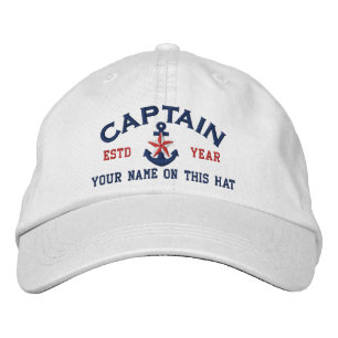 Personalised Your Name Year Captain Star Anchor Embroidered Hat